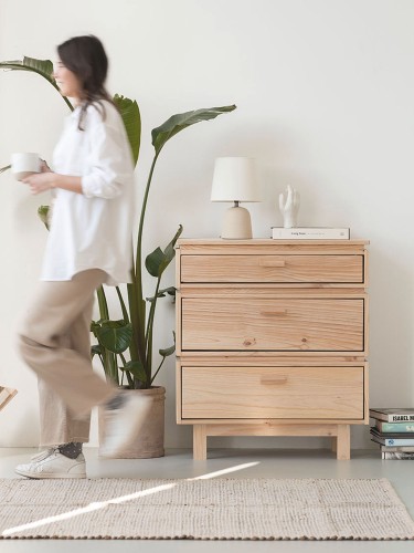 Chiffonnier en bois avec 3 tiroirs 78x90 AIKA | LUFE