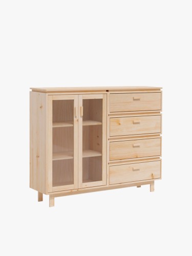 Vetrina doppia in vetro e legno con cassettiera 157x128 AIKA | LUFE