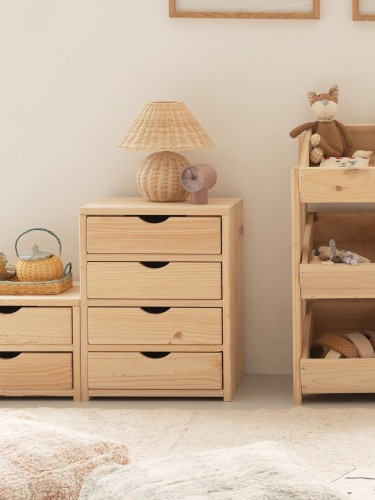 Bloco de gavetas em madeira com 4 gavetas | LUFE