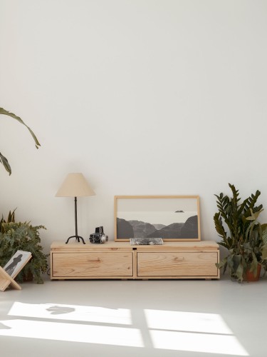 Mueble TV de madera natural 157x32 LIBE | LUFE