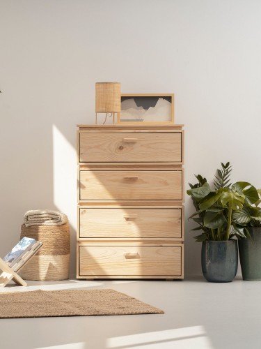Cómoda de madeira 4 gavetas 78x115 LIBE | LUFE