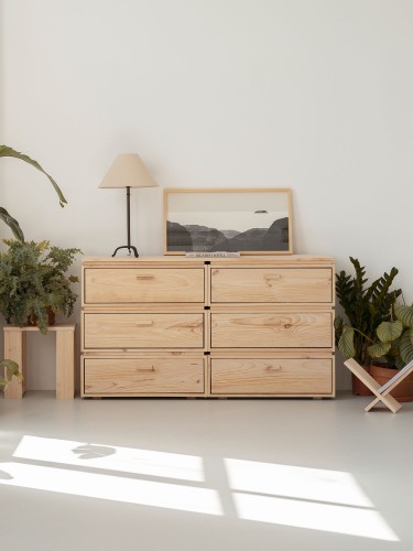 Cassettiera doppia in legno con 6 cassetti 157x87 LIBE | LUFE