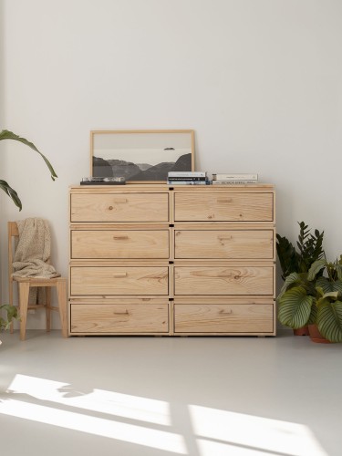 Cassettiera doppia in legno con 8 cassetti 157x115 LIBE | LUFE