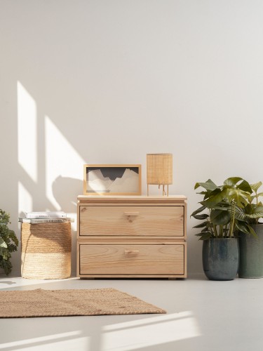 Table de chevet en bois avec 2 tiroirs 78x59 LIBE | LUFE