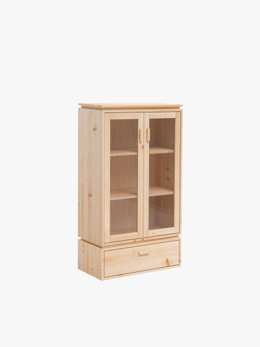 Vitrina em vidro e madeira com gaveta 78x143 LIBE | LUFE