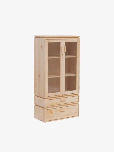 Vitrina expositora de cristal y madera con 2 cajones 78x161 LIBE | LUFE