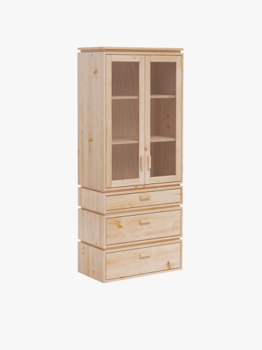 Vitrina expositora de cristal y madera con 3 cajones 78x188 LIBE | LUFE