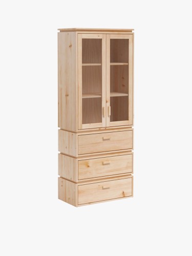 Vitrine en verre et bois avec 3 tiroirs 78x198 LIBE | LUFE