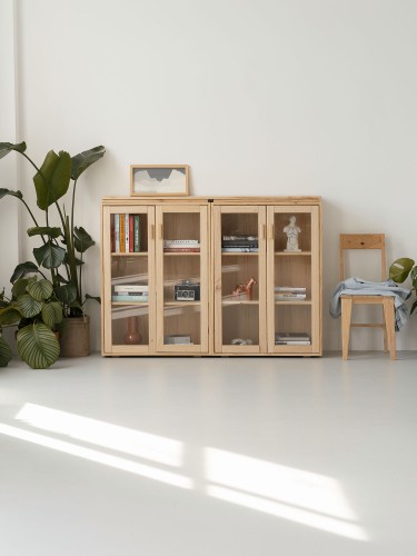 Vetrina espositiva doppia in vetro e legno 157x115 LIBE | LUFE