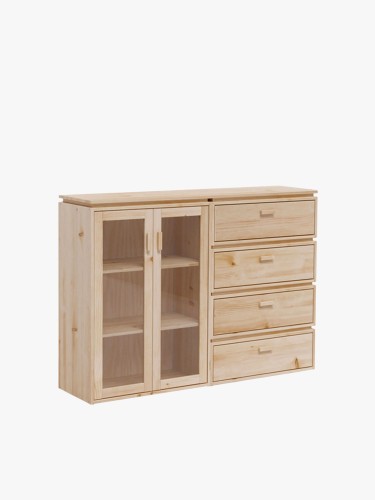 Vitrina expositora doble de cristal y madera con cajonera 157x115 LIBE | LUFE