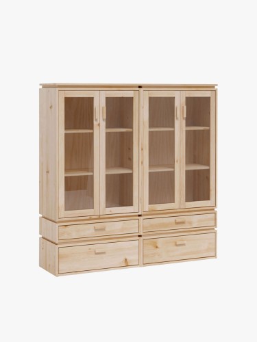 Vetrina espositiva doppia in vetro e legno con 4 cassetti 157x161 LIBE | LUFE