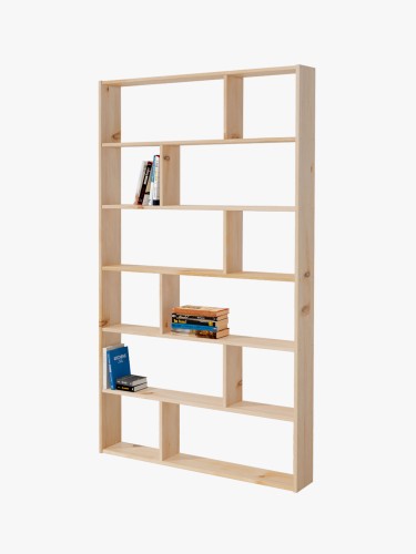 Estante assimétrica 7 prateleiras de madeira | LUFE