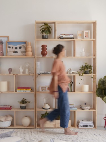 Étagère asymetrique à 7 tablettes en bois | LUFE