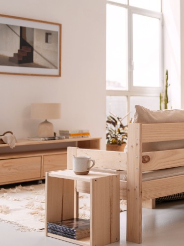 Étagère cube à 2 tablettes en bois | LUFE