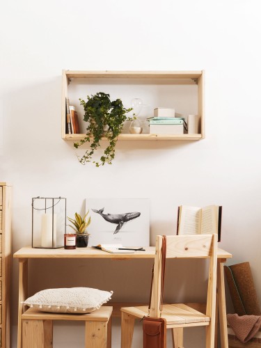 Scaffale basic 2 ripiani in legno | LUFE