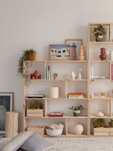 Estante assimétrica 5 prateleiras de madeira | LUFE