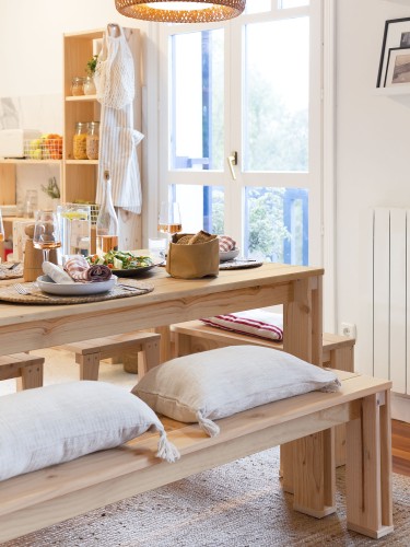 Mesa de refeição 8 lugares em madeira 180x88 cm| LUFE