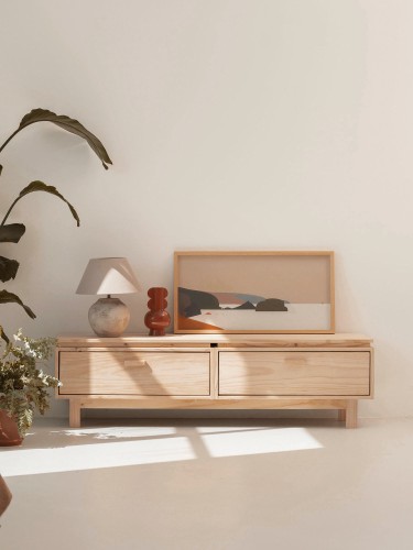 Meuble TV en bois naturel avec pieds AIKA  | LUFE