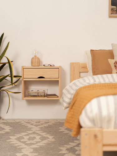 Mesa de cabeceira em madeira com porta rebatível | LUFE