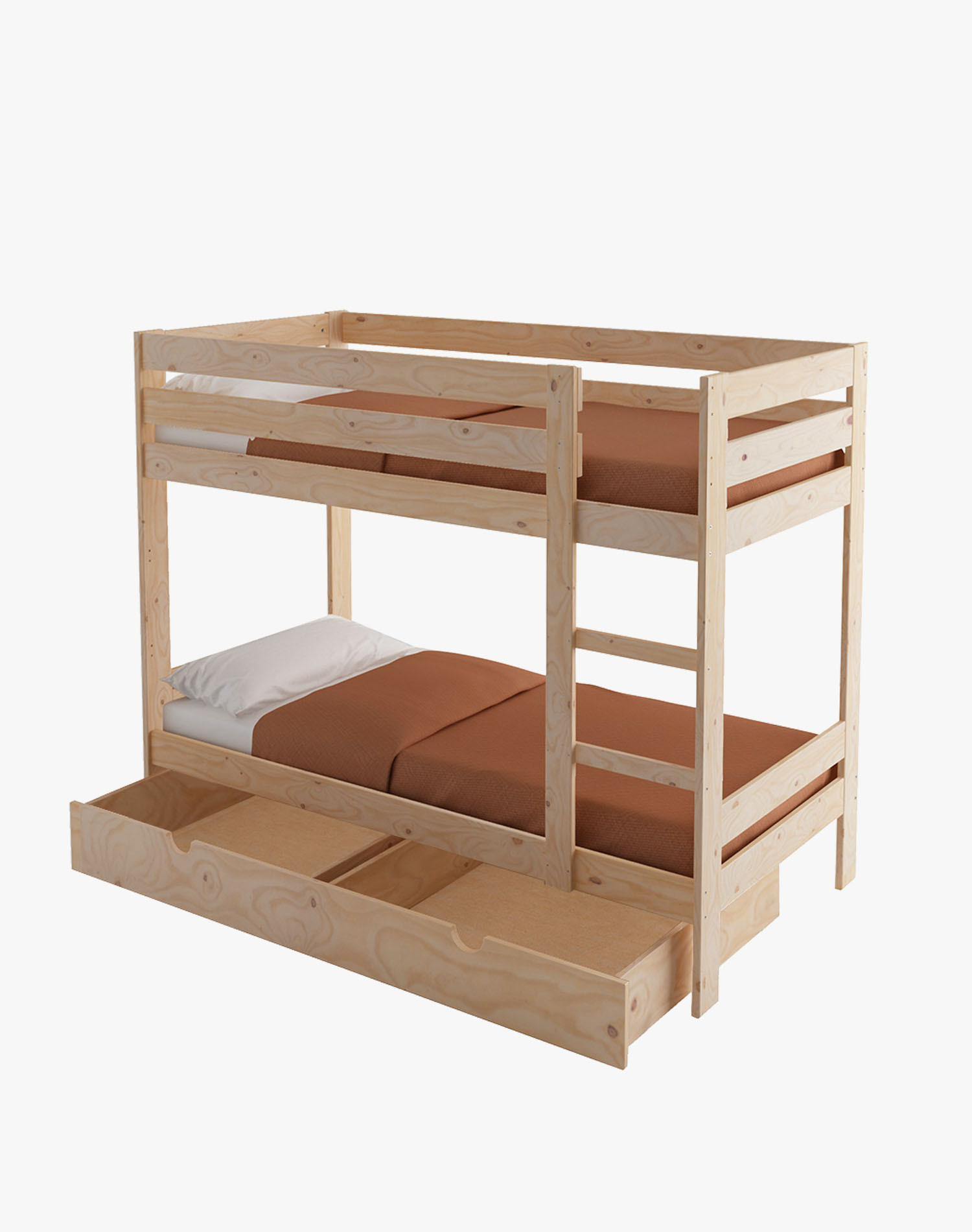 Letto a castello in legno con contenitore LUFE