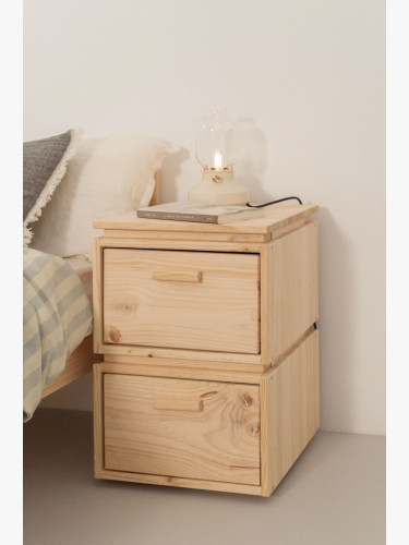 Table de chevet en bois avec 2 tiroirs 39x59 LIBE | LUFE