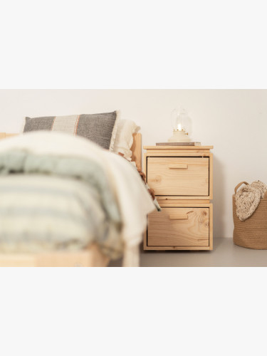 Table de chevet en bois avec 2 tiroirs 39x59 LIBE | LUFE
