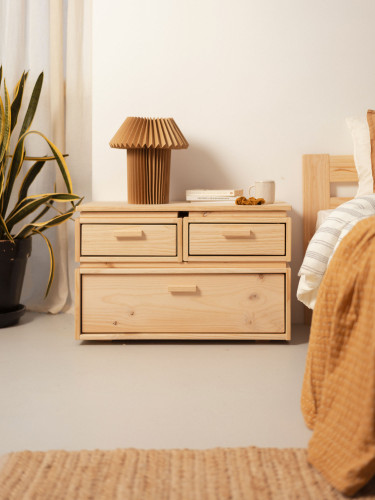 Comodino in legno con 3 cassetti 78x49 LIBE | LUFE