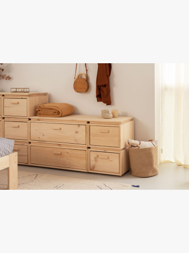 Cómoda dupla de madeira com 4 gavetas 117x59 LIBE | LUFE