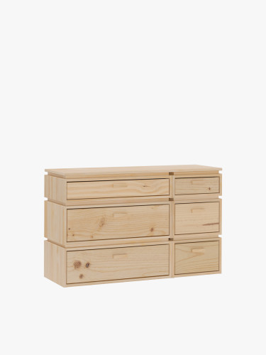 Cómoda dupla de madeira com 6 gavetas 117x77 LIBE | LUFE