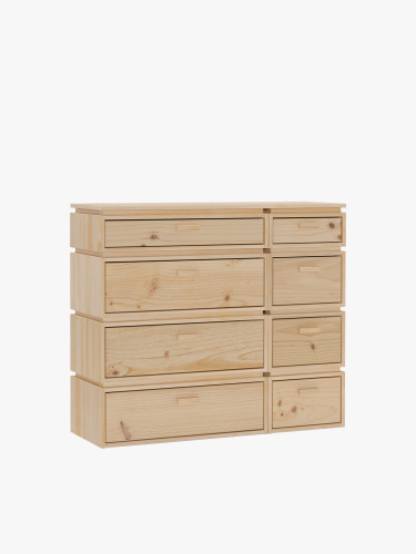 Cómoda dupla de madeira com 8 gavetas 117x105 LIBE | LUFE