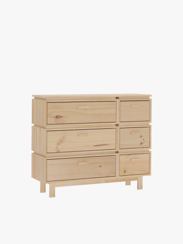 Commode double en bois avec 6 tiroirs 117x100 LIBE | LUFE