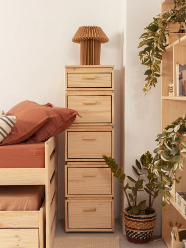 Cómoda coluna de madeira com 5 gavetas 39x133 LIBE | LUFE