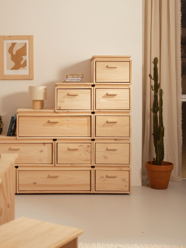 Cómoda coluna de madeira com 5 gavetas 39x143 LIBE | LUFE