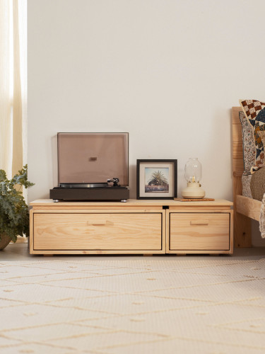 Meuble TV en bois naturel 117x32 LIBE  | LUFE