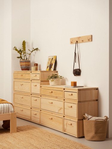 Cómoda doble de madera con 8 cajones 117x105 LIBE | LUFE