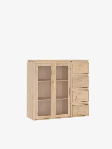 Vitrine en verre et bois avec chiffonnier 117x115 LIBE | LUFE