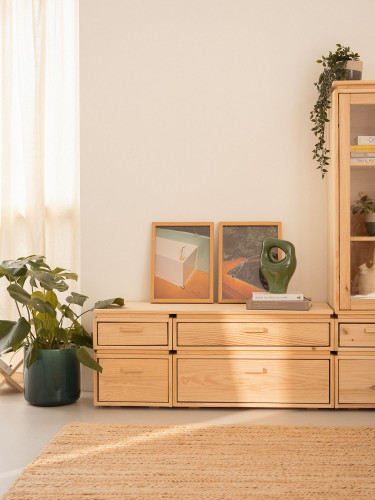 Cassettiera doppia in legno con 4 cassetti 117x49 LIBE | LUFE