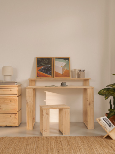 Conjunto mesa escritorio de madera 120 cm con silla | LUFE