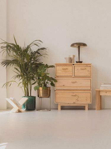 Cómoda de madeira com 4 gavetas 78x100 AIKA | LUFE