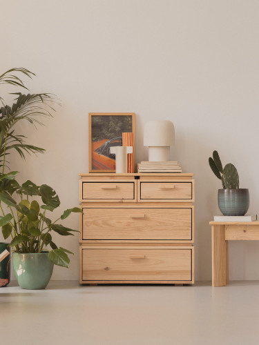 Cómoda de madeira com 4 gavetas 78x77 LIBE | LUFE