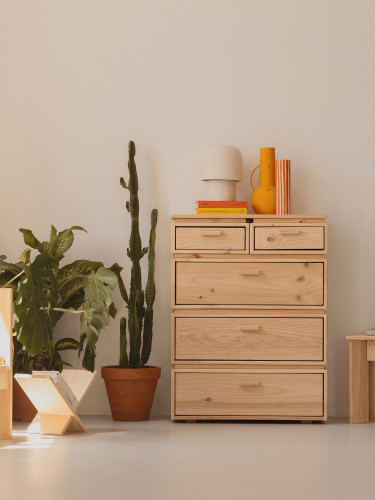 Cómoda de madera con 5 cajones 78x105 LIBE | LUFE