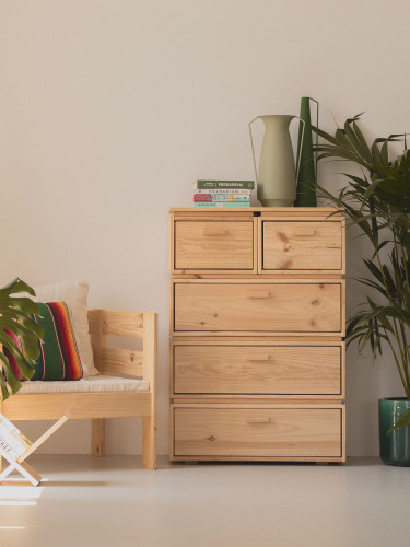 Commode en bois avec 5 tiroirs 78x115 LIBE | LUFE