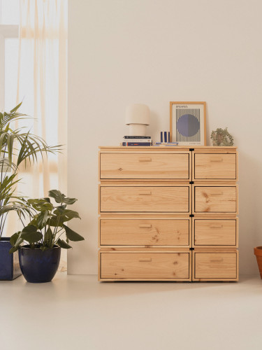 Cassettiera doppia in legno con 8 cassetti 117x115 LIBE | LUFE