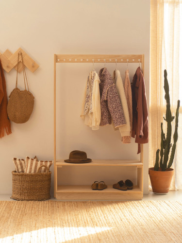 Portant à vêtements 160 x 100 cm en bois | LUFE