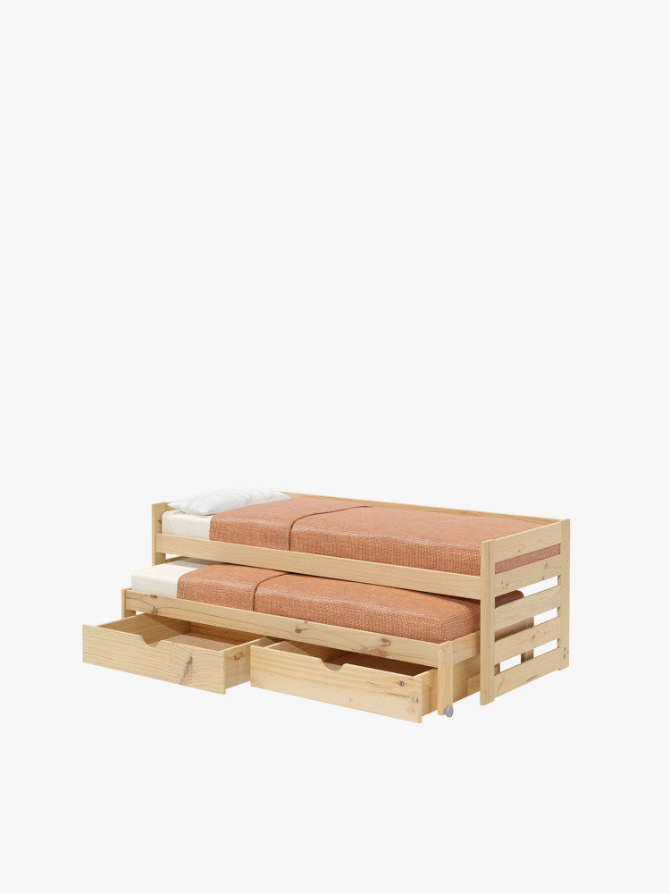 LORE lit gigogne compact avec 2 tiroirs