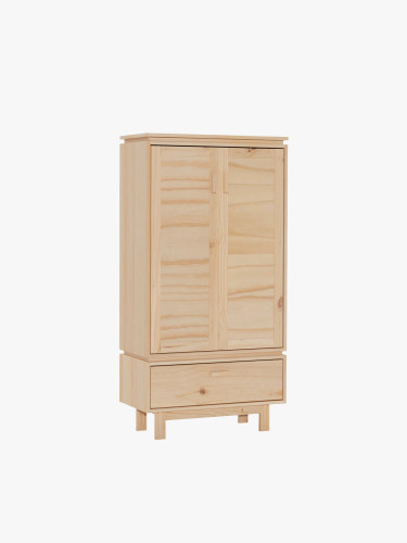 Armadio basso in legno naturale con gambe e cassetto | LUFE