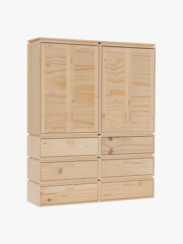Armoire en bois naturel avec 6 tiroirs inférieurs | LUFE