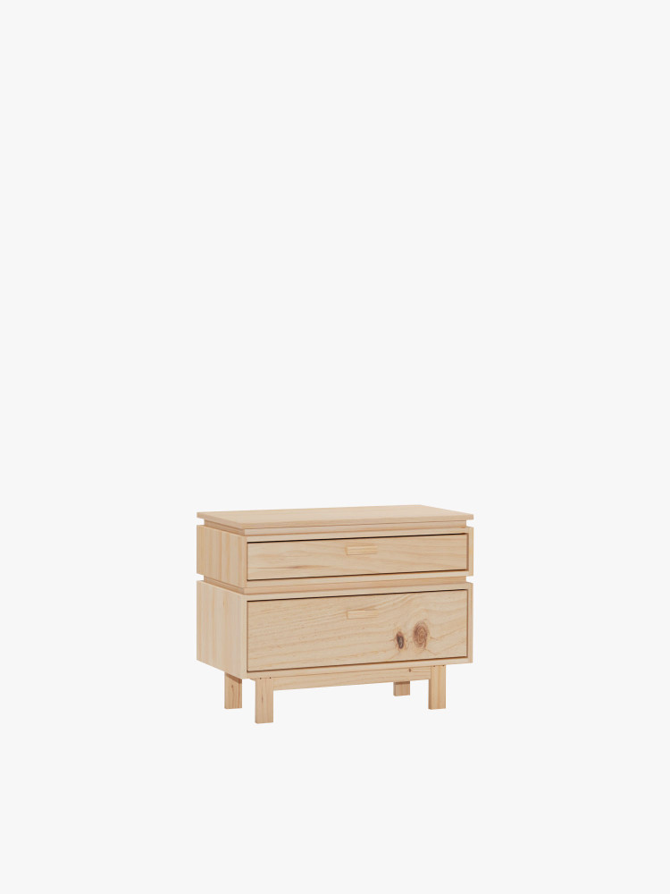 AIKA table de chevet avec 2 tiroirs 78x62