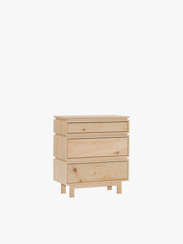 Cómoda de madeira 3 gavetas 78x90 AIKA | LUFE