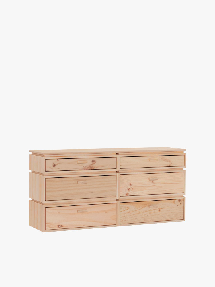 LIBE commode double avec 6 tiroirs 157x77